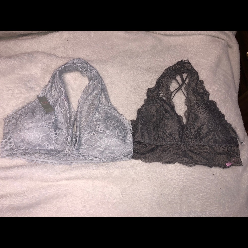 Lace halter bralettes with padding